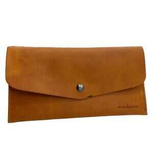 Wundermax Vegan Leather Think Happy Be Happy Brown Long Wallet Bohemian
